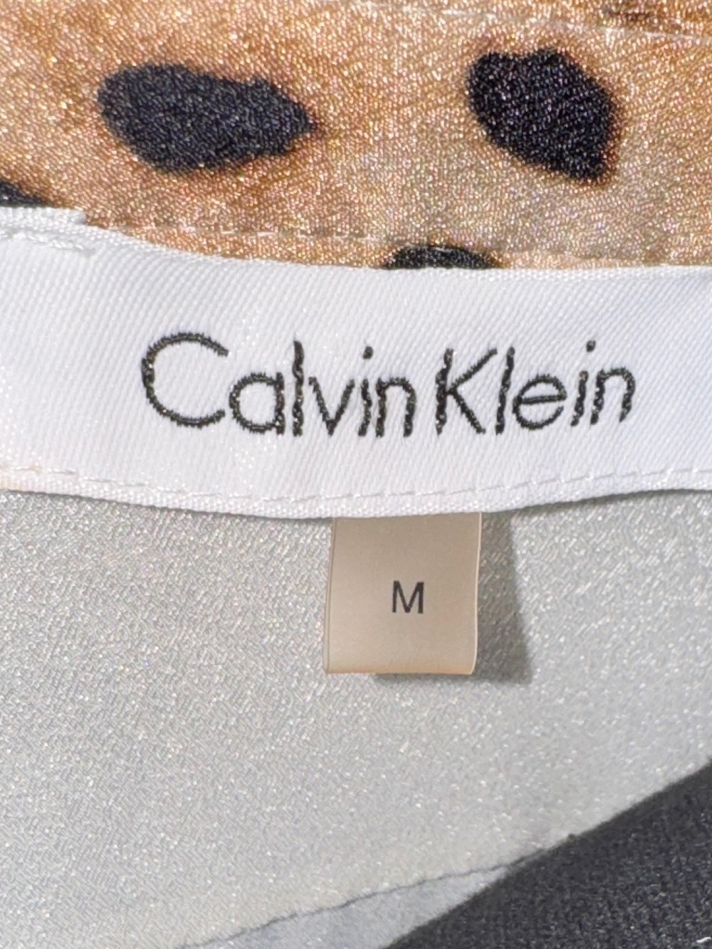 Calvin Klein White Leopard Print Button Down Blouse Size M - Picture 7 of 8